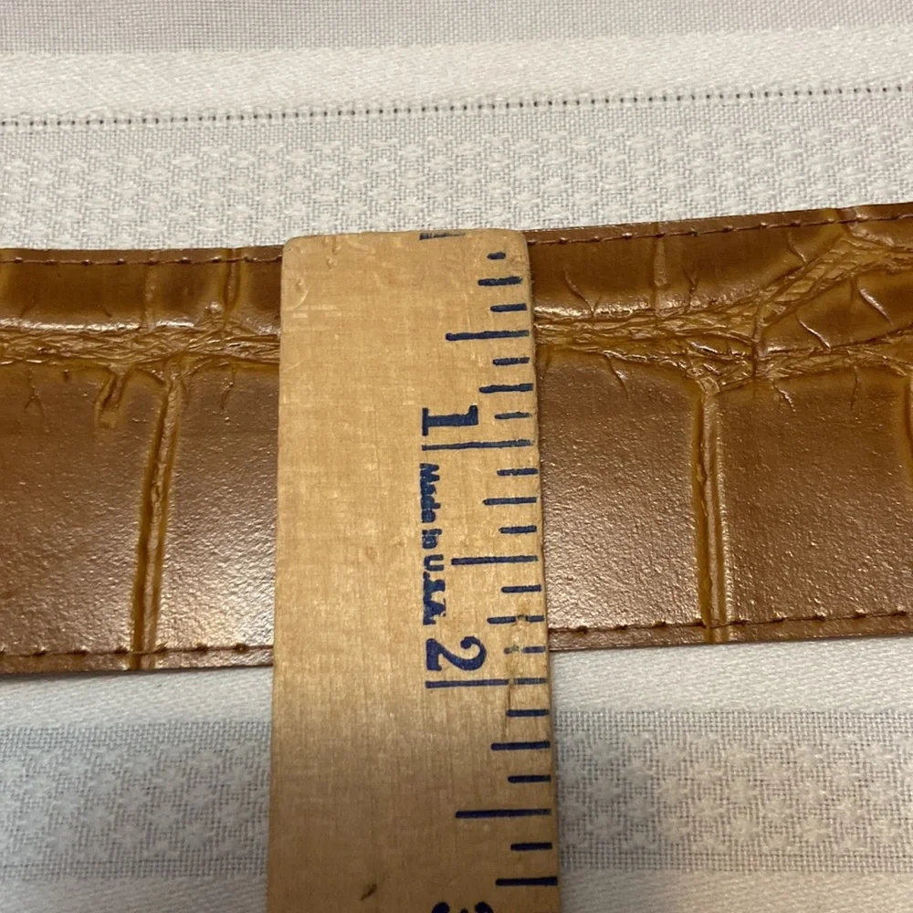 Brown Womens Croc Print Wide Belt-Size 10/12 (30-32”)
